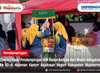 OPERASI PASAR PENDAMPINGAN IKM DALAM RANGKA HARI BHAKTI ADHYAKSA KE 63 DI HALAMAN KANTOR KEJAKSAAN NEGERI KABUPATEN MOJOKERTO