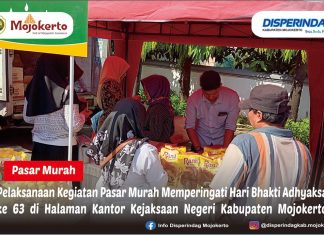 PELAKSANAAN KEGIATAN PASAR MURAH MEMPERINGATI HARI BHAKTI ADHYAKSA KE 63 DI HALAMAN KANTOR KEJAKSAAN NEGERI KABUPATEN MOJOKERTO