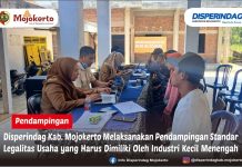 DISPERINDAG KAB. MOJOKERTO MELAKSANAKAN PENDAMPINGAN STANDAR LEGALITAS USAHA YANG HARUS DIMILIKI OLEH INDUSTRI KECIL MENENGAH