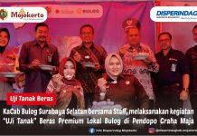 KaCab BULOG SURABAYA SELATAN BERSAMA STAFF, MELAKSANAKAN KEGIATAN ”UJI TANAK” BERAS PREMIUM LOKAL BULOG DI PENDOPO GRAHA MAJA