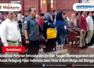 SOSIALISASI PERIJINAN BERUSAHA DAN IJIN EDAR PANGAN DISELENGGARAKAN OLEH IKATAN PEDAGANG PASAR INDONESIA JAWA TIMUR DI BUMI MULYO JATI DLANGGU