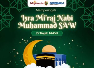 Keluarga Besar Dinas Perindustrian dan Perdagangan Kabupaten Mojokerto MengucapkanSelamat Memperingati Isra Mi’raj Nabi Muhammad SAW08 Februari 2023M / 27 Rajab 1445H