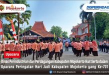 Dinas Perindustrian dan Perdagangan Kabupaten Mojokerto Ikut Serta dalam Upacara Peringatan Hari Jadi Kabupaten Mojokerto yang Ke-731