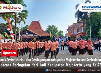 Dinas Perindustrian dan Perdagangan Kabupaten Mojokerto Ikut Serta dalam Upacara Peringatan Hari Jadi Kabupaten Mojokerto yang Ke-731