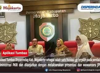 Aplikasi Tumbas Disperindag Kab. Mojokerto sebagai salah satu Inovasi yang terpilih pada Penilaian Administrasi PKRI dan dilanjutkan dengan melaksanakan presentasi dan wawancara (PW)