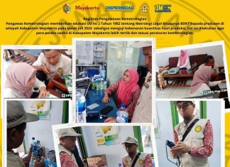 Pengawas Kemetrologian memberikan edukasi tentang Metrologi Legal Khususnya BDKT kepada produsen di wilayah Kabupaten Mojokerto